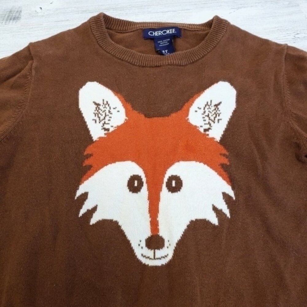 Cherokee Boys Brown Orange Fox Sweater Size 5T - Picture 3 of 8